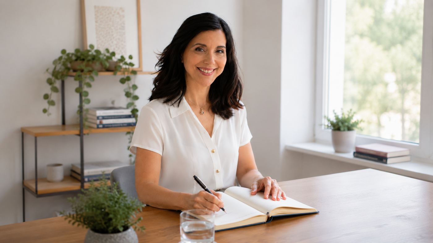 Giovanna Dubbini in un momento di lettura, ambiente domestico luminoso